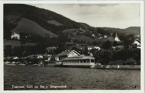 Ansichtskarte Tegernsee (Stadt) Cafe am See und Sengerschloß 1930