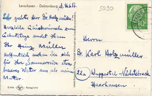 Ansichtskarte Leverkusen Doktorsburg 1956
