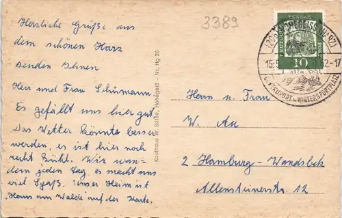 Ansichtskarte Hohegeiß-Braunlage Hütten, Hotels MB 1962