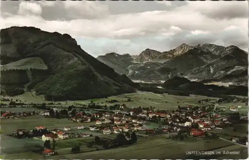Ansichtskarte Unterwössen Panorama-Ansicht Fernansicht Berge, Achental 1960