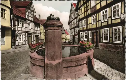 Ansichtskarte Korbach Partie am Feldhühnchenbrunnen 1962