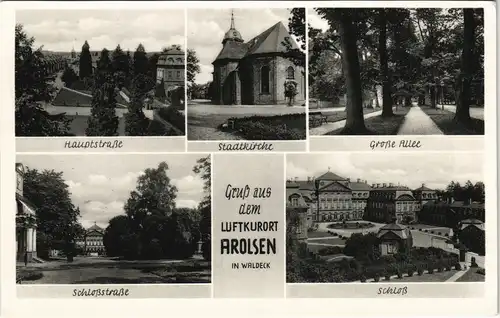Ansichtskarte Bad Arolsen MB: Straßen, Schloß 1959