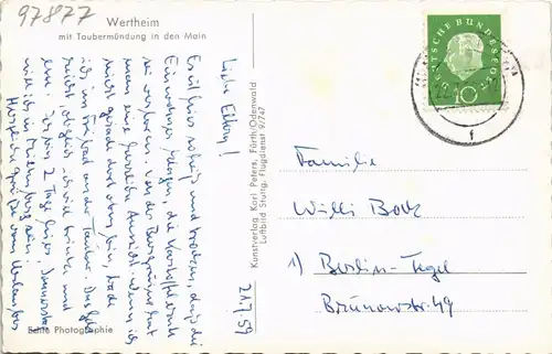 Ansichtskarte Wertheim Total 1958