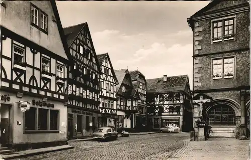 Ansichtskarte Lohr am Main Alte Fachwerkhäuser - Cafe Holzmann 1964