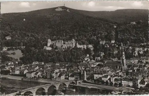 Ansichtskarte Heidelberg Stadt mit Bergbahn 1961