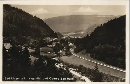 Bad Liebenzell Panorama-Ansicht Nagold-Tal und Oberes Bad-Hotel 1930