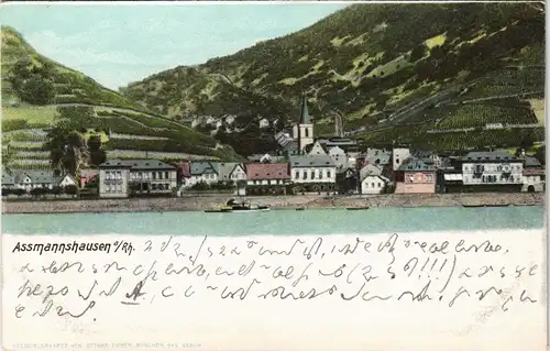 Assmannshausen am Rhein-Rüdesheim (Rhein) Blick vom Rhein aus 1900
