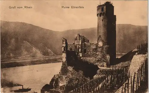 Rüdesheim (Rhein) Burg Ruine Ehrenfels am Rhein 1918   1. Weltkrieg Feldpost