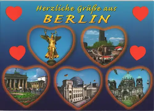 Ansichtskarte Berlin Stadtteilansichten mit Herz-Motivdarstellungen 2005