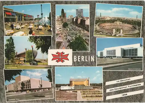 Berlin Stadtteilansichten Sonder-AK anlässlich Dt. Turnfest 1968