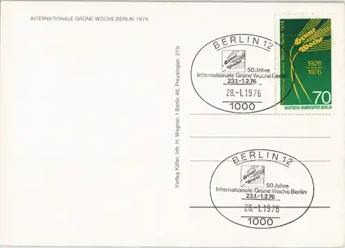 Ansichtskarte Berlin INTERNATIONALE GRÜNE WOCHE 1976 Sonderstempel  Briefmarke