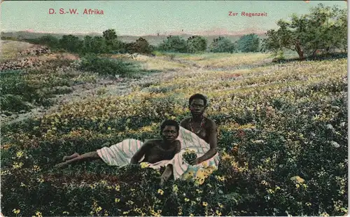 Postcard .Namibia zur Regenzeit Frauen nackt Nude DSWA Kolonie 1908