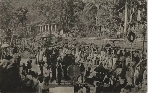 Postcard Kandy Parade Elefanten 1913