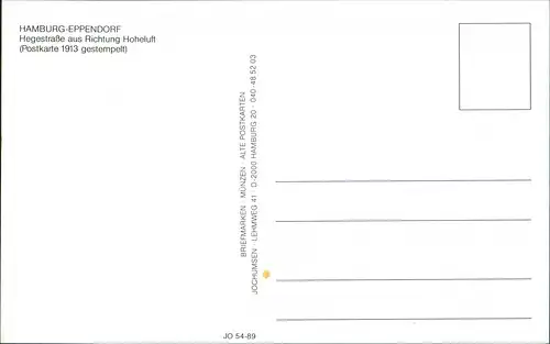 Sammelkarte Eppendorf-Hamburg Hegestrasse Repro-Ansicht ca. anno 1910 1989
