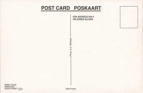 Postcard Graaff-Reinet Strassen Ansicht Street view REINET HOUSE 1980