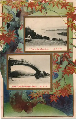 Japan Japan Nippon 2 Bild Kintai Brigde Künstlerkarte 1900 Prägekarte