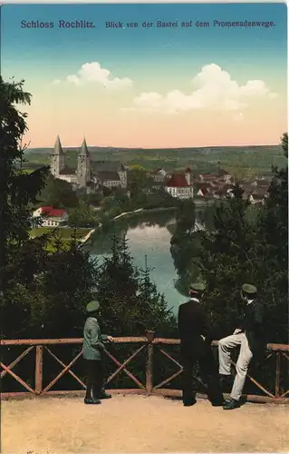 Ansichtskarte Rochlitz Blick von der Bastei auf dem Promenadenwege. 1913