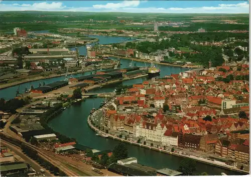 Ansichtskarte Lübeck Luftbild Hafengebiet 1977