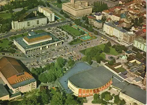 Ansichtskarte Karlsruhe Luftbild Festhallenplatz 1964
