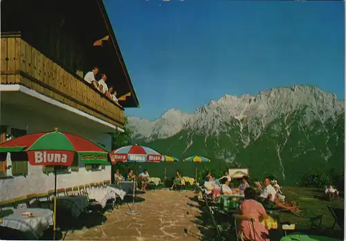 Mittenwald Umlandansicht mit Café Gaststätte Korbinianhütte 1963