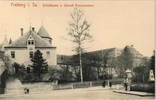 Ansichtskarte Freiberg (Sachsen) Schloßplatz - Litfassäule 1913