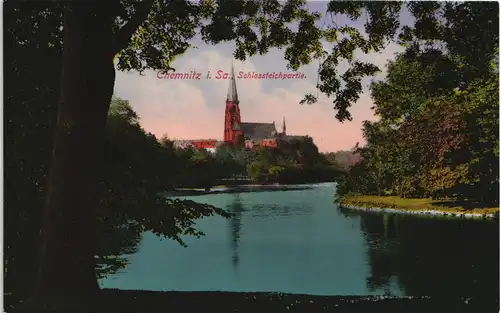 Ansichtskarte Chemnitz Schloßteich 1913
