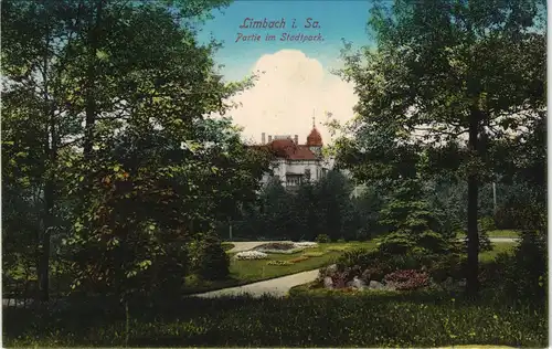 Ansichtskarte Limbach-Oberfrohna Partie im Stadtpark 1913