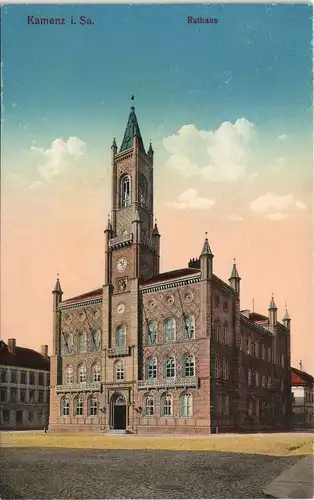 Ansichtskarte Kamenz Kamjenc Partie am Rathaus 1913