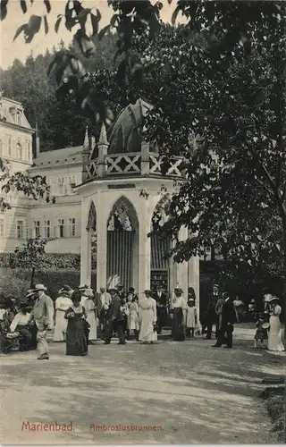 Marienbad Mariánské Lázně feine Herrschaften am Ambrosiusbrunnen 1913