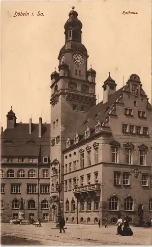 Ansichtskarte Döbeln Rathaus, Brunnen 1914