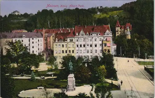 Ansichtskarte Meißen König-Albert-Park, Straßenpartie 1913