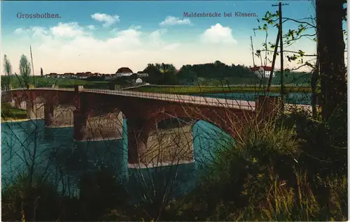 Ansichtskarte Großbothen-Grimma Muldenbrücke bei Kössern 1913