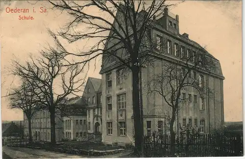 Ansichtskarte Oederan Partie an der Schule 1913