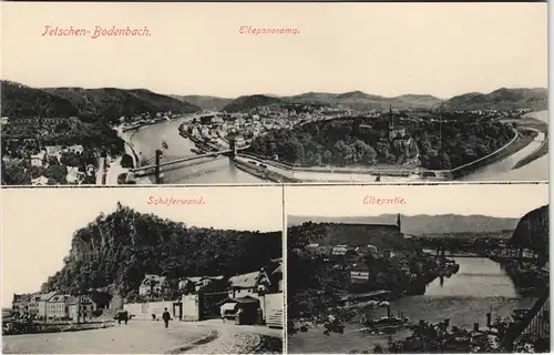 Postcard Tetschen-Bodenbach Decín Elbpanorama, schäferwand 1913