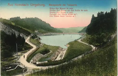 Postcard Komotau Chomutov Rückansicht der Talsperre 1913