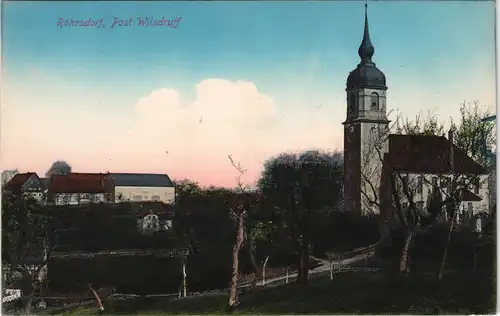 Ansichtskarte Röhrsdorf-Klipphausen Stadtpartie an der Kirche 1913