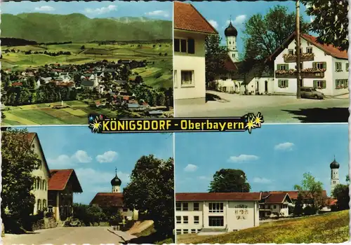 Ansichtskarte Königsdorf (Oberbayern) Mehrbild-AK mit 4 Ortsansichten 1968