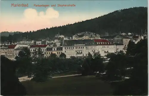 Marienbad Mariánské Lázně Parkanlagen und Stephanstraße 1915