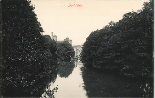 Ansichtskarte Zschopau Flußblick zur Stadt 1914