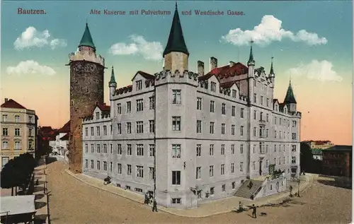 Bautzen Budyšin Alte Kaserne mit Pulverturm und Wendische Gasse. 1913