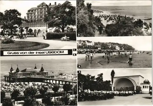 DDR Mehrbild-AK mit Heringsdorf, Koserow, Bansin, Zinnowitz, Ahlbeck 1976