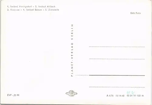 DDR Mehrbild-AK mit Heringsdorf, Koserow, Bansin, Zinnowitz, Ahlbeck 1976