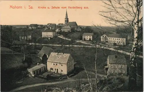 Ansichtskarte Mohorn-Wilsdruff Kirche u. Schule vom Heidelberg aus 1913