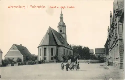 Ansichtskarte Wechselburg spielende Kinder Marktplatz 1913 #