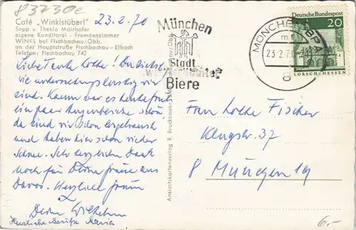 Ansichtskarte Fischbachau Cafe Winklstüberl Winkl 1970