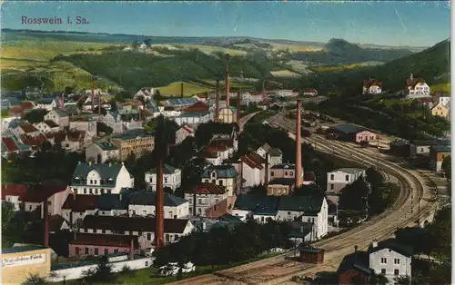 Ansichtskarte Rosswein/ Roßwein Fabriken Bahnstrecke 1912