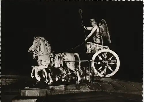 Mitte-Berlin Brandenburger Tor Quadriga bei Nacht Sonderstempel Grüne Woche 1963