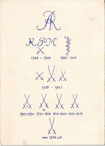 Altstadt-Dresden Porzellan-Sammlung Zwinger: Abbildung Porzellan-Zeichen 1970