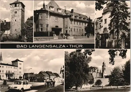 Bad Langensalza DDR AK Stadtteilansichten ua. Butter-Turm, Kurheim uvm. 1975