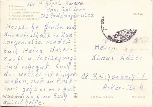 Bad Langensalza DDR AK Stadtteilansichten ua. Butter-Turm, Kurheim uvm. 1975